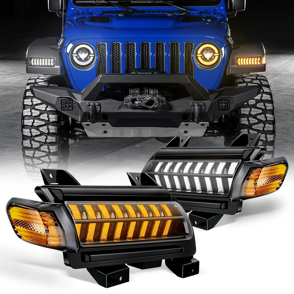 For Jeep Wrangler JL Sport 2018 2019 2020 LED Car Fender Side Marker Turn Signal Light DRL Daytime Running Lamp Car Accessories - 34