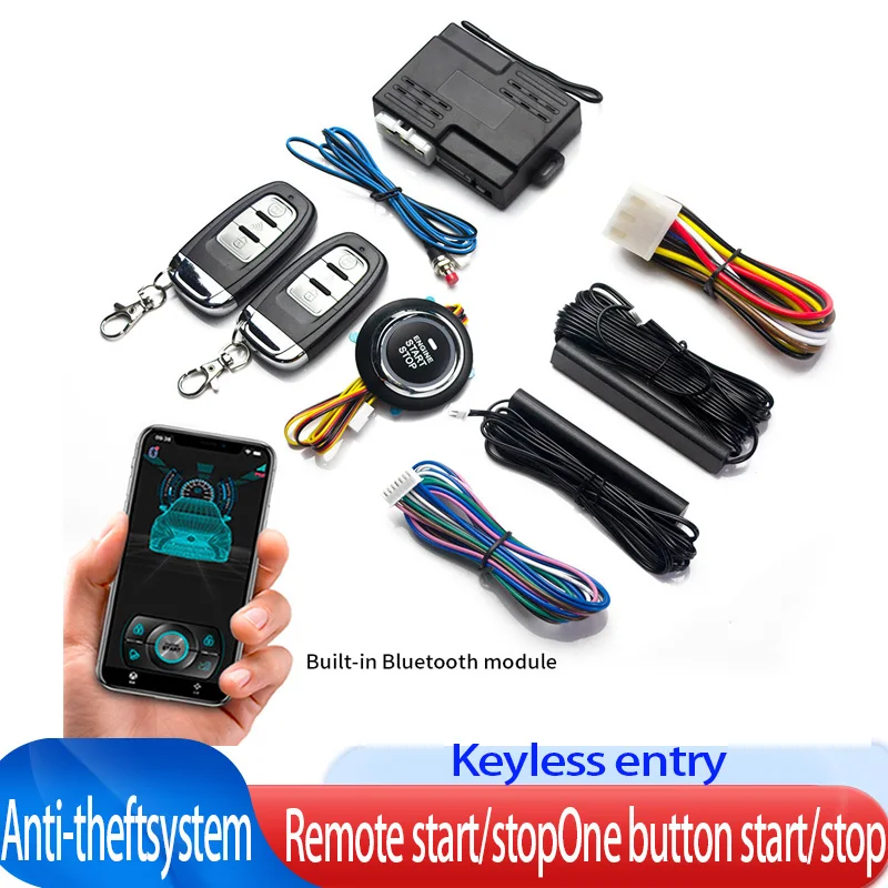 Universal Car Push Button Start Stop Keyless Entry Starter System Cell Phone Bluetooth APP PKE Remote Control Ignition Car Alarm - 34