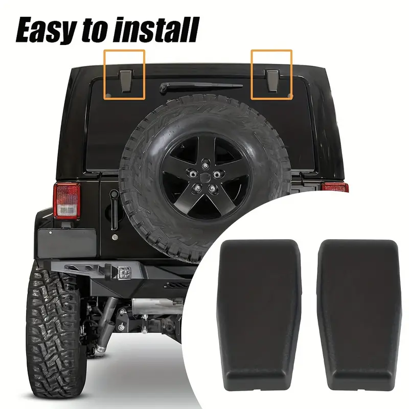 For Jeep Wrangler JK Rear Window Hinge Covers, Tailgate Hinge Decoration Cover Set for 2007-2017 Models, Easy to Install, High-Quality Black Pair  jeep wrangler