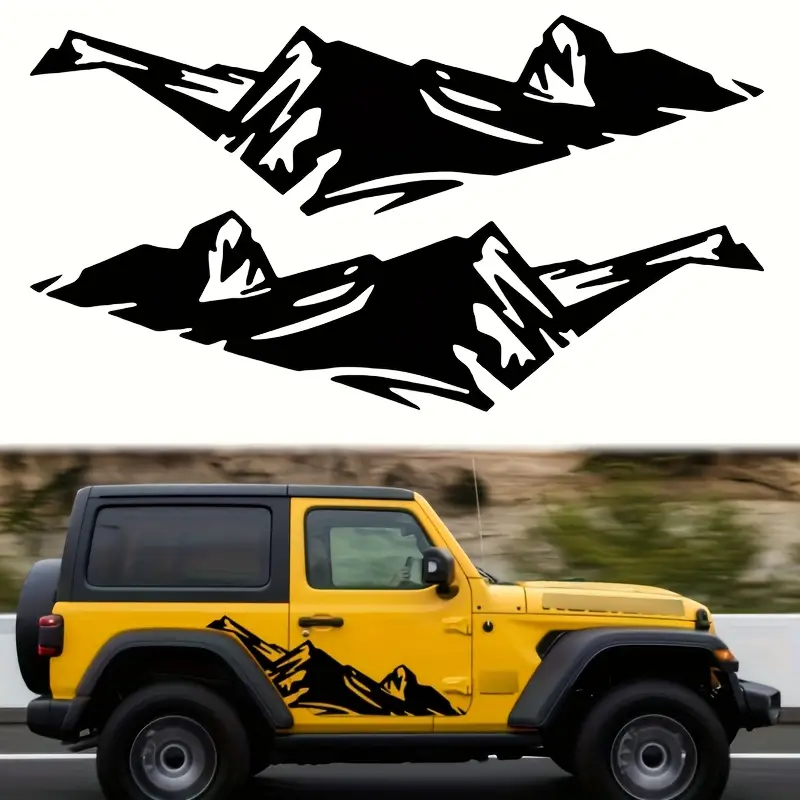 2pcs Mountain Range Vinyl Decals for Jeep - Durable, Easy Stick-On Car Exterior Accessories